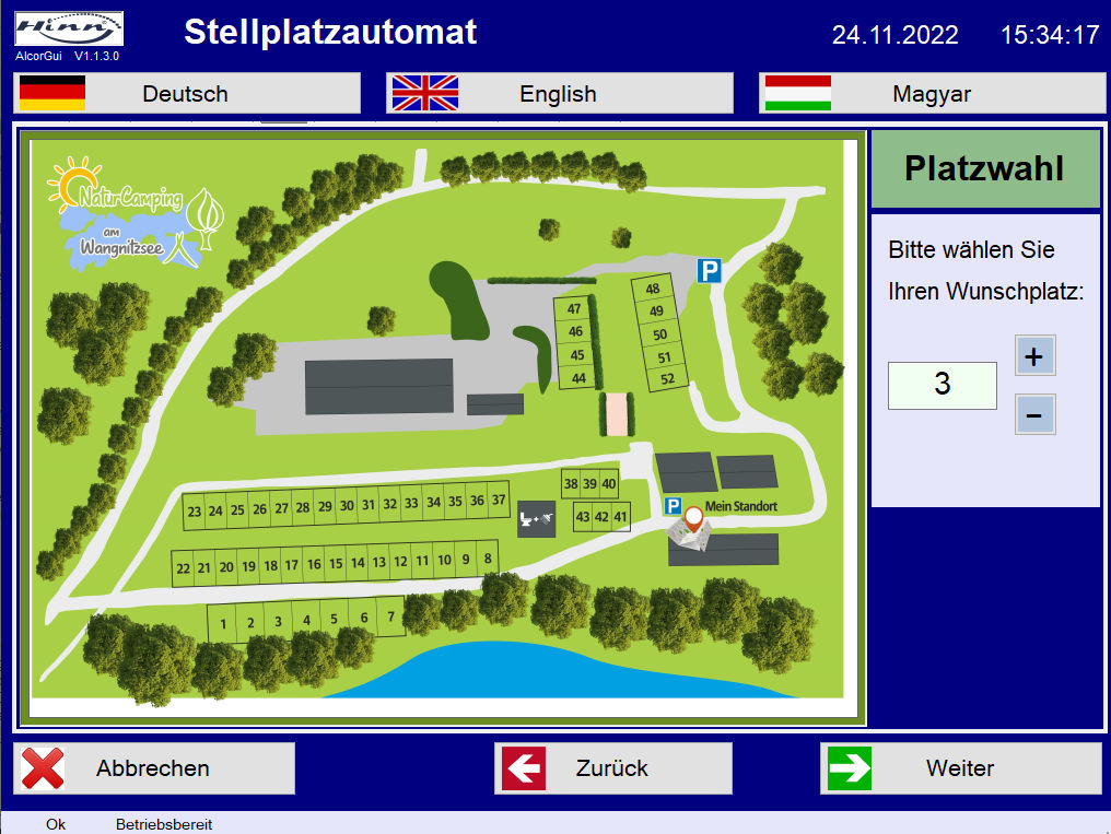 Stellplatzauswahl